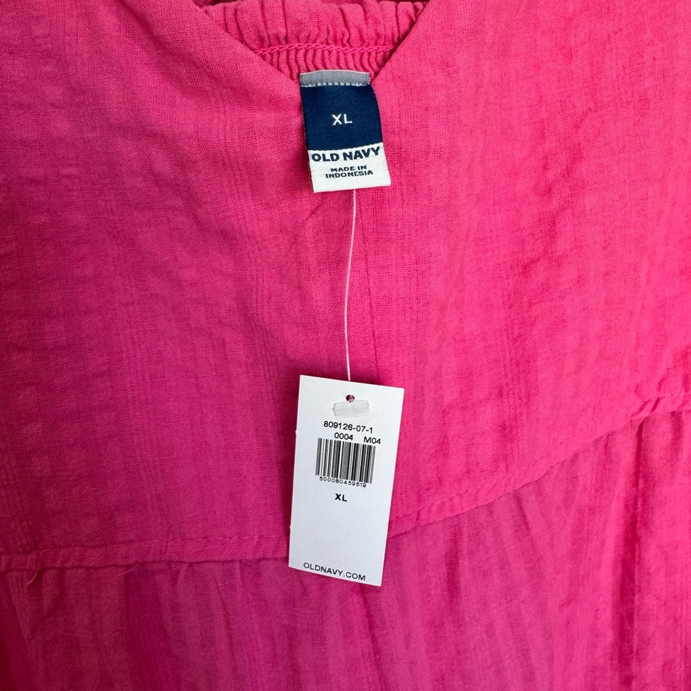 Old Navy Pink Tiered Maxi Dress XL Ruffle Strap Cotton Summer Dress NWT - Picture 3 of 5